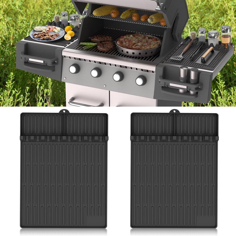Uozuke Silicone Griddle Tools Mat for Blackstone - Large Silicone Spatula Mat with Drip Pad - Griddle Mats BBQ Grill Accessories - Side Shelf Mats Grill Pad for Blackstone Griddles Accessories(Black) - Image 1